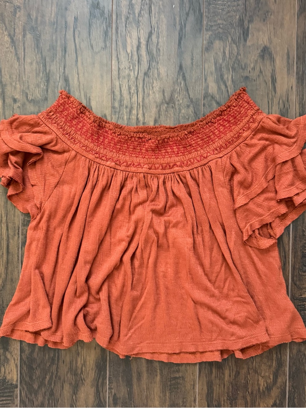 FREE PEOPLE 'Santorini' Off the Shoulder Top Size Small Burnt Orange